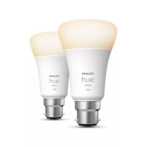 Philips Hue LED B22 Bulb | White 2700K | 75W Equivalent – 2 Pack